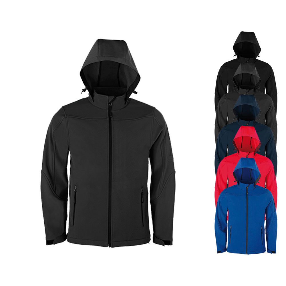 HRM Herren Softshell-Jacke mit Kapuze. HRM Herren Softshell-Jacke mit Kapuze
