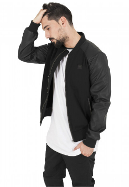 Cotton Bomber Leather Imitation Sleeve Jacket