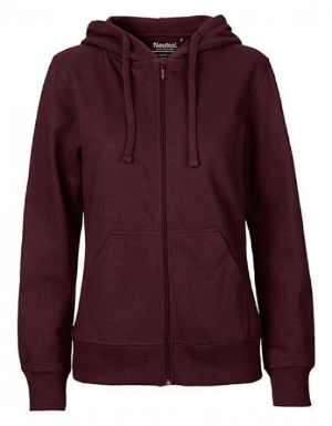 Damen Hoodie mit Reissverschluss von Neutral Farbe Bordeaux