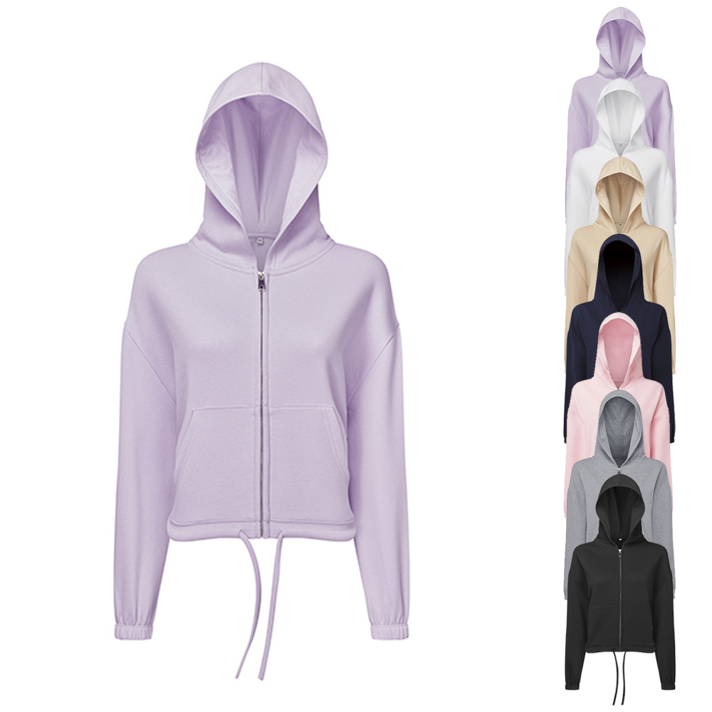 Recycelter Polyester Hoodie mit Kordelzug und durchgehendem Reißverschluss - absolut trendy! TR601 TriDri Damen recycelte Kapuzenjacke mti Kordelzu in weichem lila