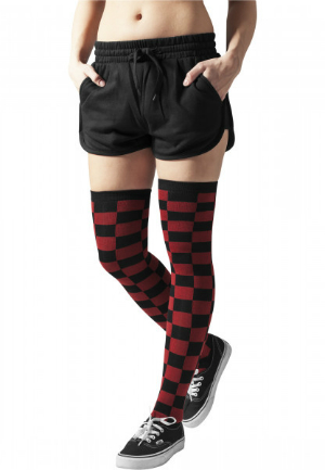 Ladies Checkerboard Overknee Socks