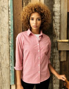 Premier Workwear Ladies Microcheck (Gingham) Long Sleeve Shirt