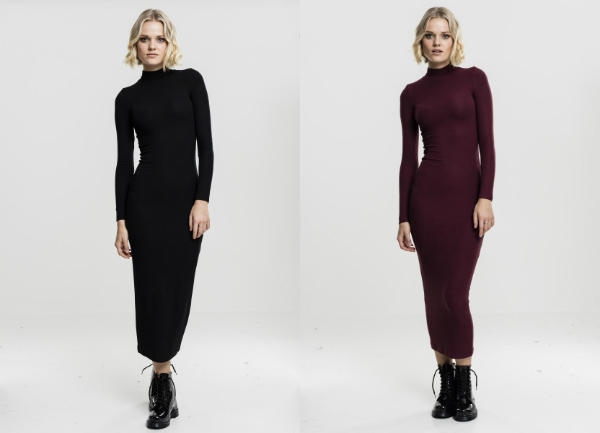 Langarmkleid Turtleneck fast knoechellang Rippmaterial