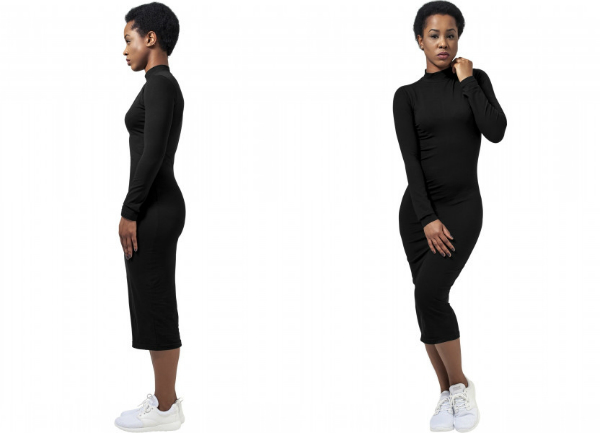 Langarmkleid Turtleneck figurbetont sportlich elegant