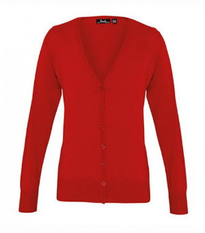 Roter Cardigan aus Feinstrick mit V-Ausschnitt und Knopfleiste