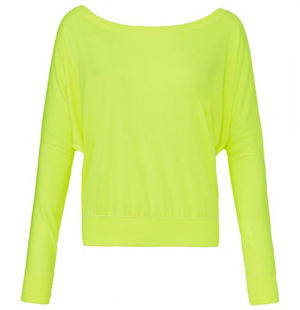 Off Shoulder T-Shirt "Flowy" in Neongelb von Bella Bella Off Shoulder T-Shirt Flowy Neongelb