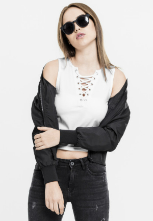 Damen Lace Up Cropped Top Weiss