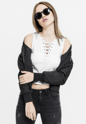 Damen Lace Up Cropped Top - Clubwear