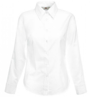 Fruit of the Loom Lady-Fit Langarm Oxford Bluse Weiss