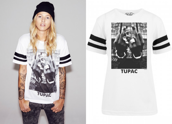 Gestreiftes 2Pac T-Shirt fuer Damen