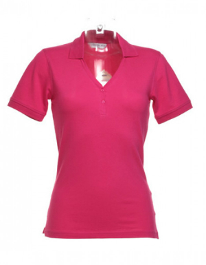 Kustom Kit Sophia Comfortec V-Ausschnitt Poloshirt Farbe Himbeer