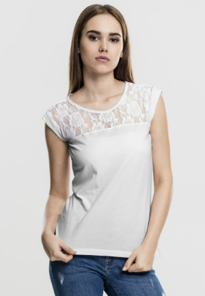 Ladies Top Laces T-Shirt Weiss