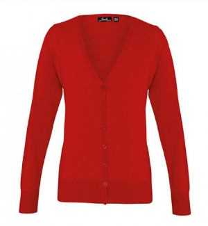 Premier Workwear Damen Knopfleiste Cardigan Rot