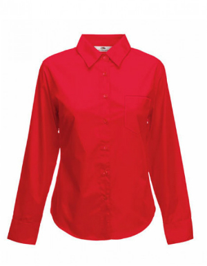 Fruit of the Loom Lady-Fit Long Sleeve Poplin Bluse red