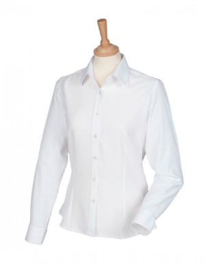 Henbury Ladies Wicking Long Sleeve Shirt White