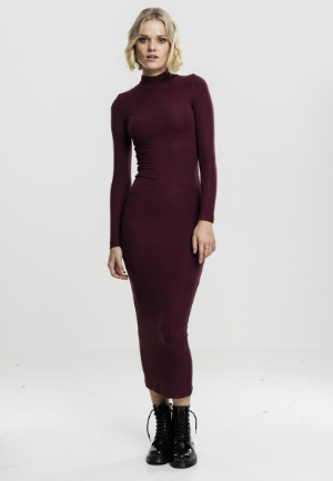 Ladies Long Turtleneck Dress cherry