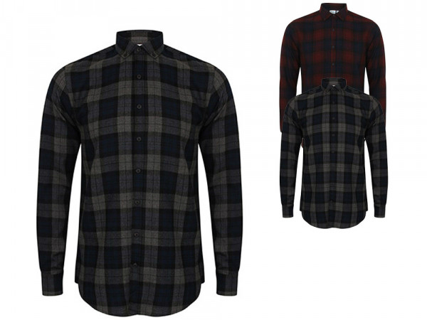 SF Men Mens Brushed Check Casual Shirt