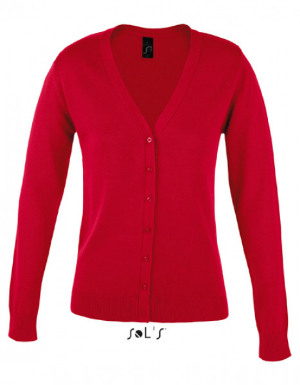 SOLS Golden Women V-Neck Knitted Cardigan red