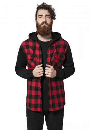 Urban Classics Hooded Checked Flanell Sweat Sleeve Shirt