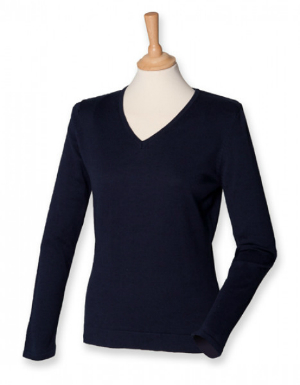 w721-henbury-ladies-lightweight-v-neck-jumper