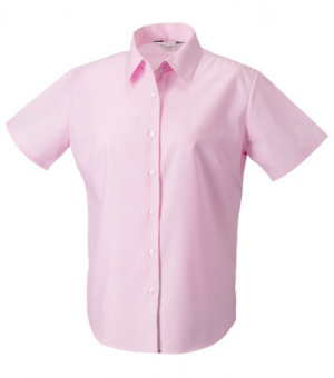 Russell Collection Kurzaermelige Oxford-Bluse