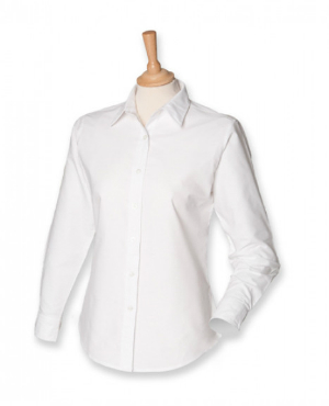 White Ladies Classic Long Sleeved Oxford Shirt von Henbury