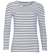 SOL´S Women's Long Sleeve Striped T-Shirt Marine