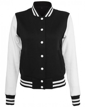 build-your-brand-ladies-sweat-college-jacket-black-white