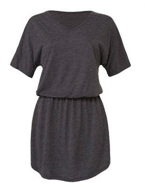 Bella: Women´s Flowy V-Neck Dress | Farbe: Grau bella-womens-flowy-v-neck-dress-grau