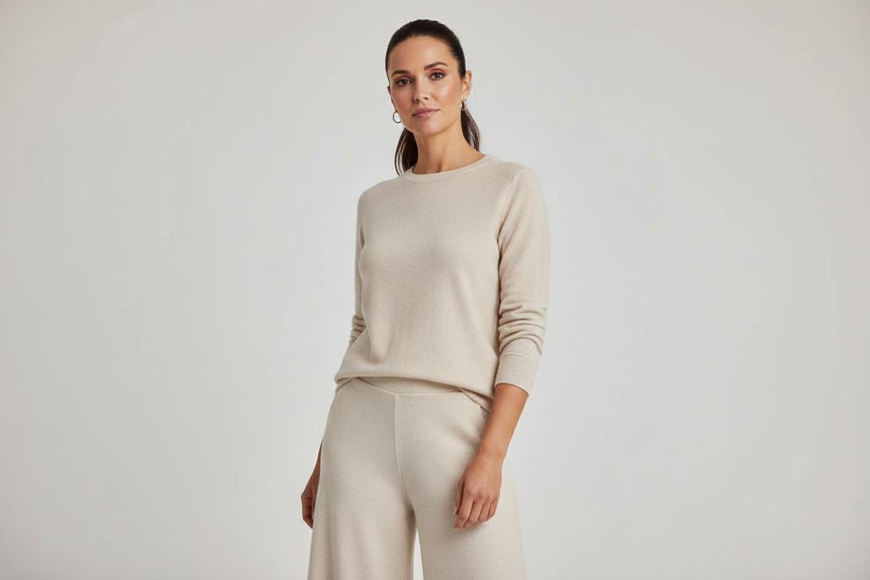 Outfit Damen in der Trendfarbe Cloud Dancer