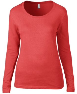 Anvil Womens Featherweight Long Sleeve Scoop Tee Coral