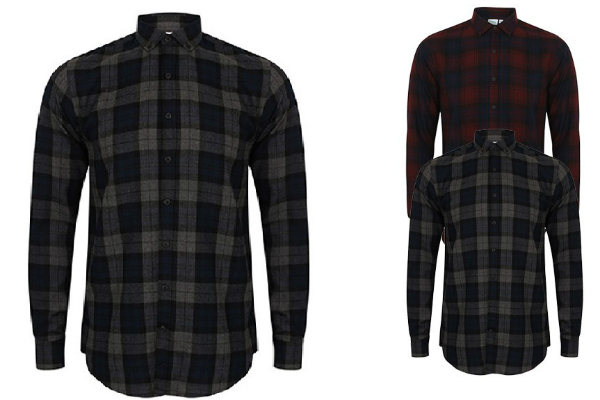 SF Men Men`s Brushed Check Casual Shirt