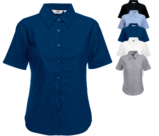 Fruit of the Loom Lady-Fit Short Sleeve Oxford Bluse