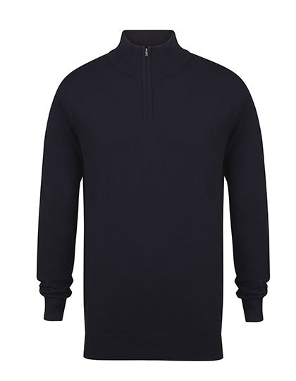 Henbury Herren Pullover mit Viertelreißverschluss