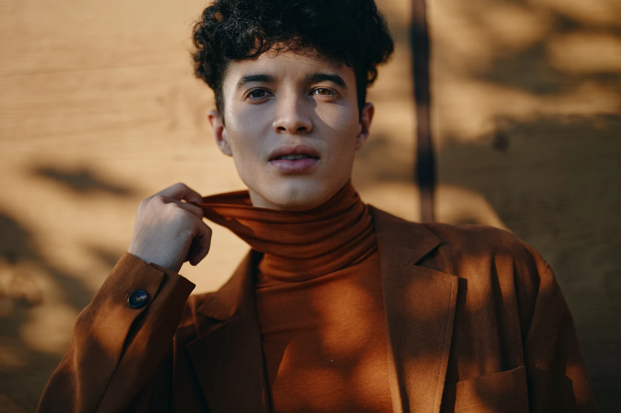 Turtelneck Pullover enganliegend für Herren, Ton-in-Ton-Look