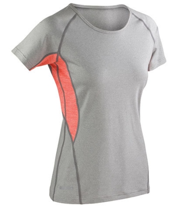 SPIRO Fitness Womens Tech Panel Marl T-Shirt fitnessstudio-outfit