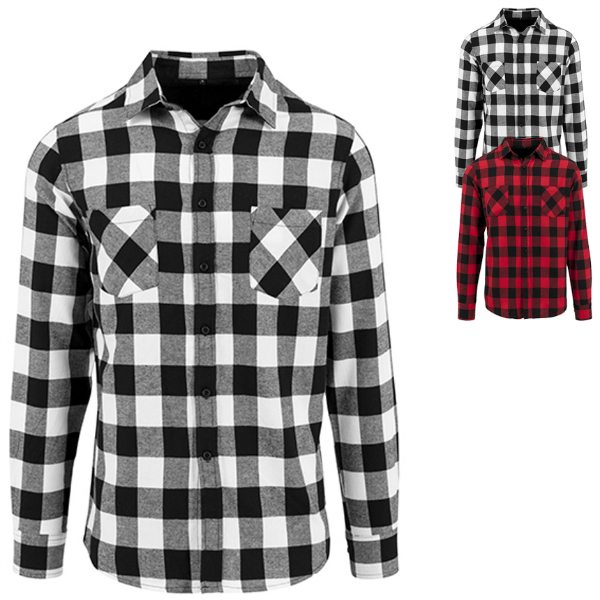 BY031 Build Your Brand Checked Flannel Shirt