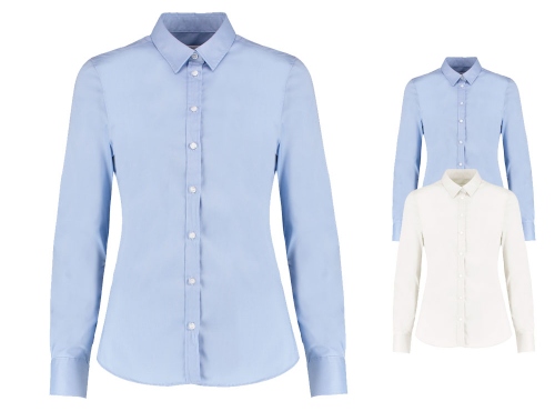 Kustom Kit Ladies Tailored Fit Stretch Oxford Shirt Long Sleeve