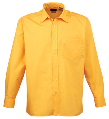 Premier Workwear Poplin Long Sleeve Shirt Herrenhemd Langarm Sunflower