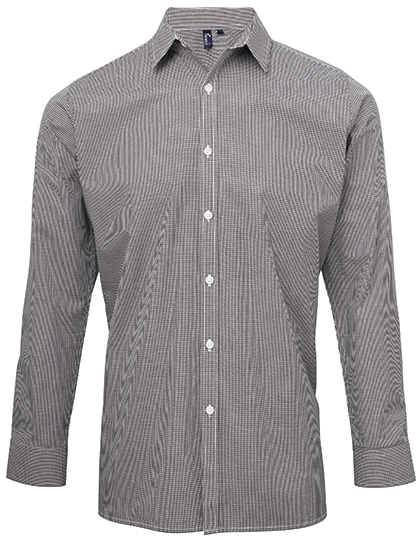 PW220 Premier Workwear Mens Microcheck (Gingham) Long Sleeve Shirt