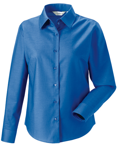 Z932F Russell Collection Langärmelige Oxford-Bluse