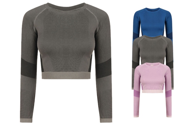 tombo-ladies-seamless-panelled-long-sleeve-crop-top