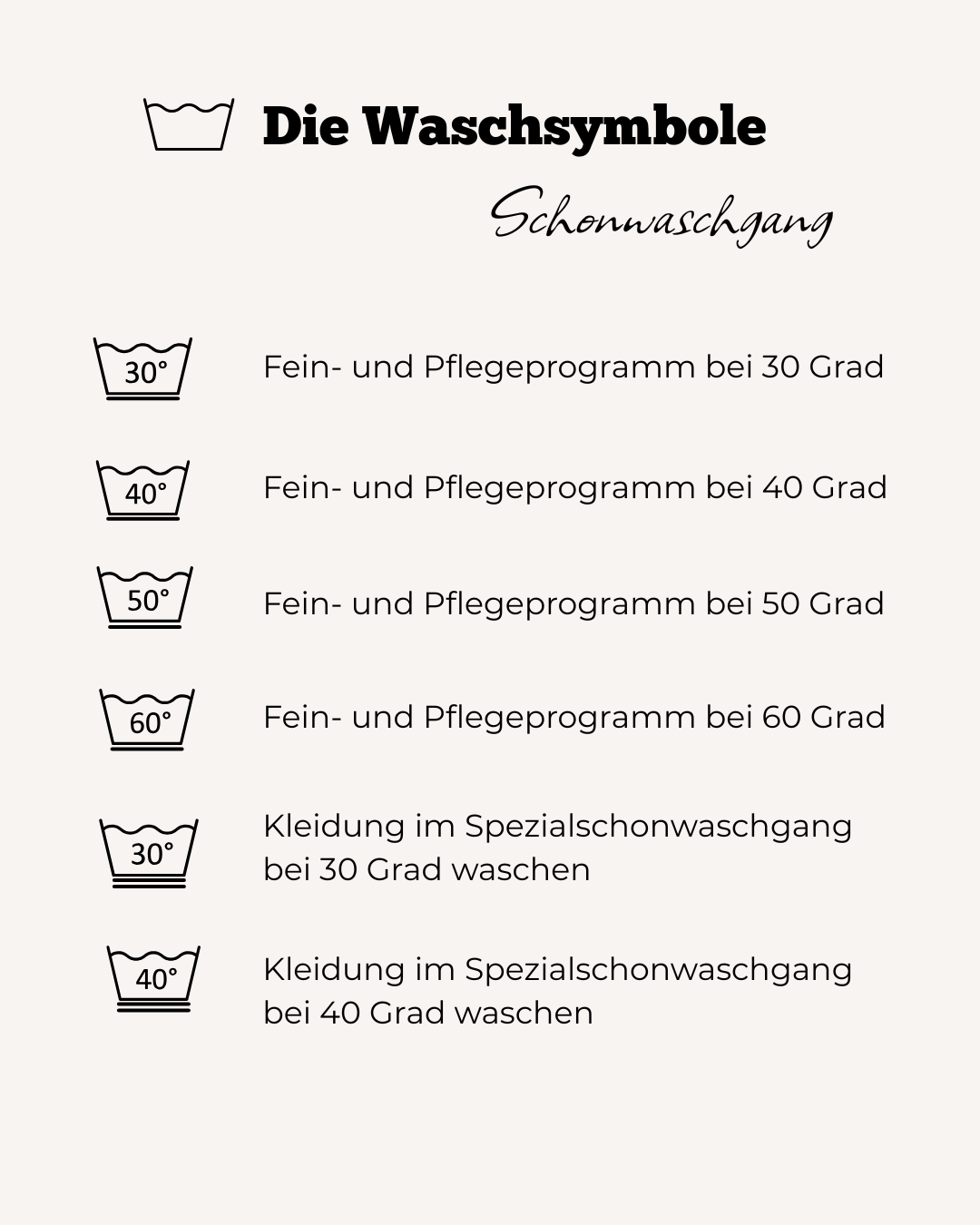 Waschsymbole Schonwaschgang