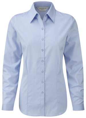 Z962F Russell Collection Herringbone Bluse Langarm
