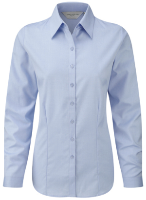 Z962F Russell Collection Herringbone Bluse Langarm