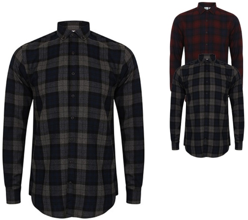 SFM560 SF Men Men`s Brushed Check Casual Shirt