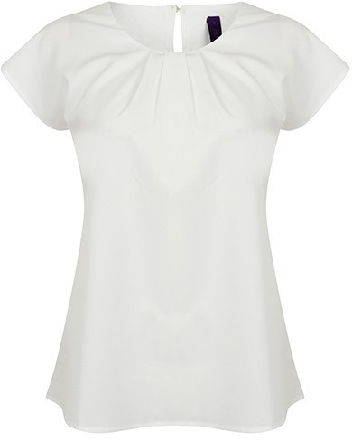 W597 Henbury Ladies` Pleat Front Short Sleeve Blouse Kurzarmblusen für den Sommer