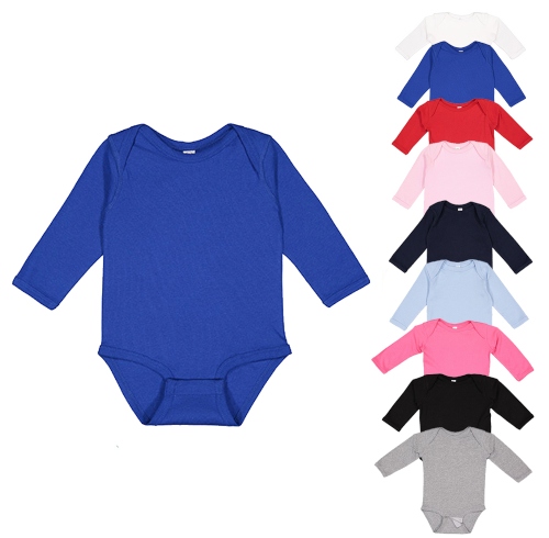 LA4411N Rabbit Skins Infant Fine Jersey Long Sleeve Bodysuit Babystrampler