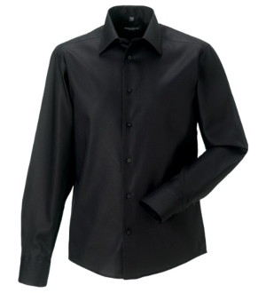 Russell Collection Buegelfreies tailliertes Hemd Langarm Easy Care Hemden