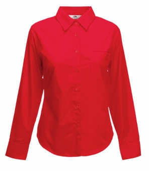 Fruit of the Loom Lady-Fit Long Sleeve Poplin Bluse